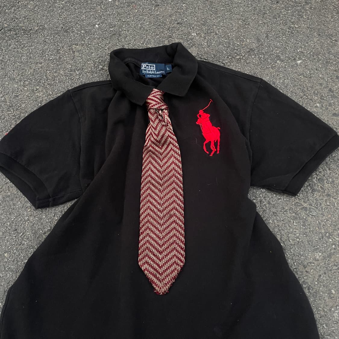 90s 입생로랑 YSL 니트 넥타이 버건디 헤링본 넥타이 상품이미지2