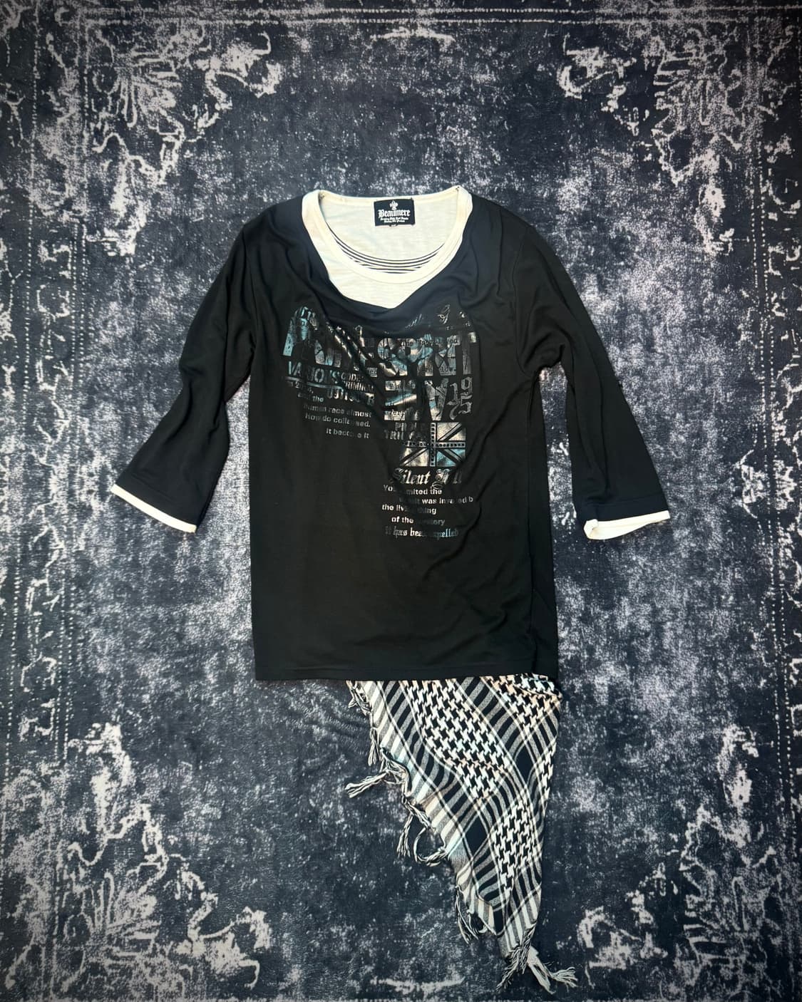 Beamere scarf layered drape top 상품이미지1