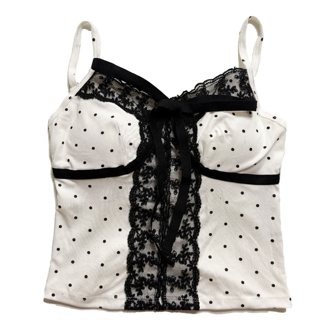 새상품 여자 도트 레이스 끈나시 (화이트) 상품이미지1