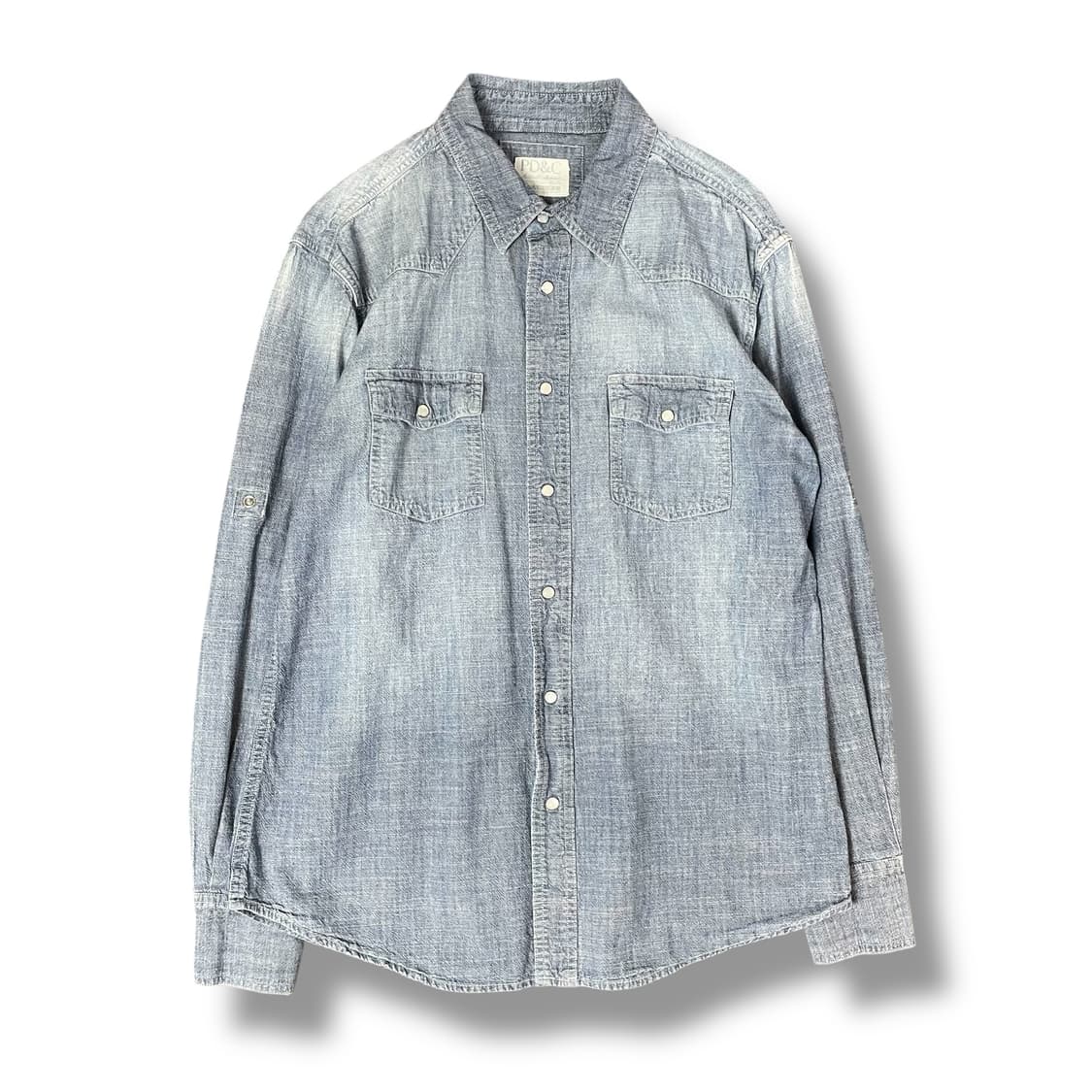 PD&C 투포켓 코튼 연청 샴브레이 데님 셔츠 상품이미지1