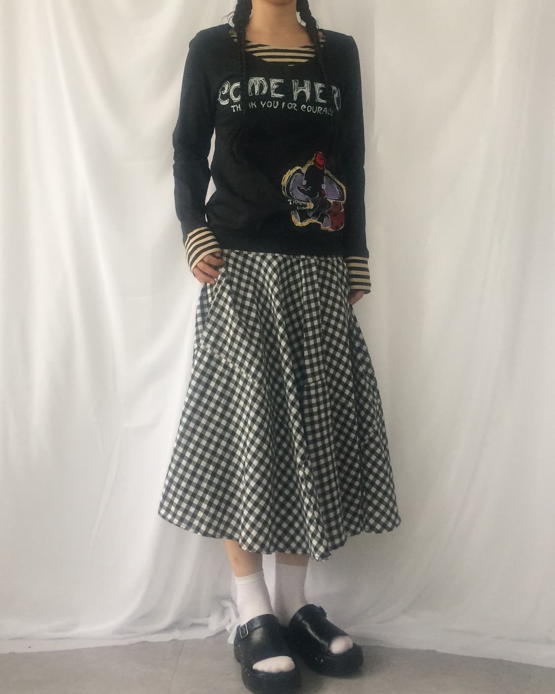 Check pattern unbalanced skirt 상품이미지4
