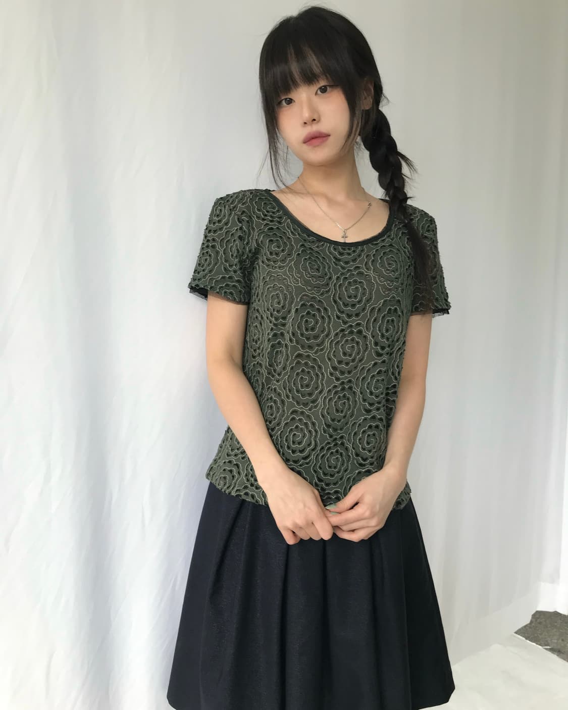 Hiroko Kosino 그린 플라워 블라우스 상품이미지1