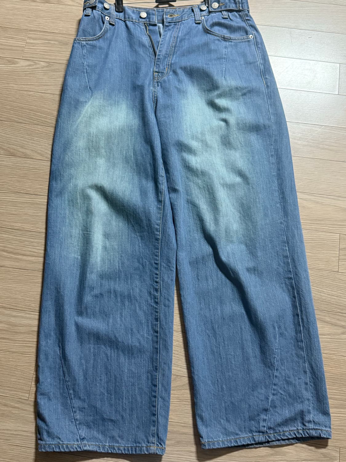 해칭룸 와이드 데님 빈티지 워시드 블루 상품이미지3