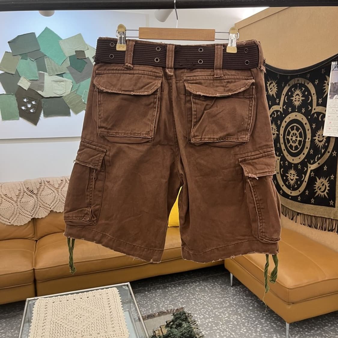 빈티지 컨트리 웨스턴 초코브라우니 벨티드 카고 반바지 S C12367 상품이미지4