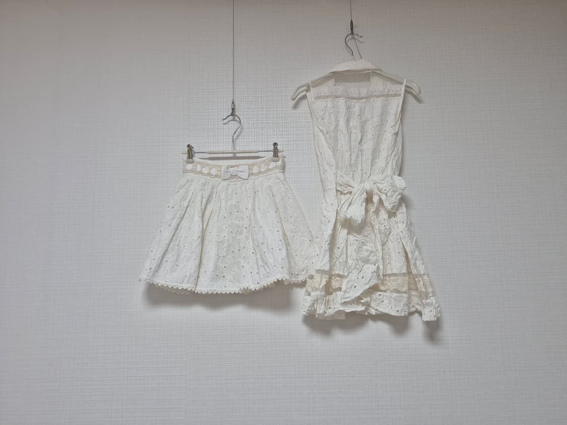 리즈리사  샘플 히메카지 레이스펀칭 셋업 오프화이트 상품이미지4