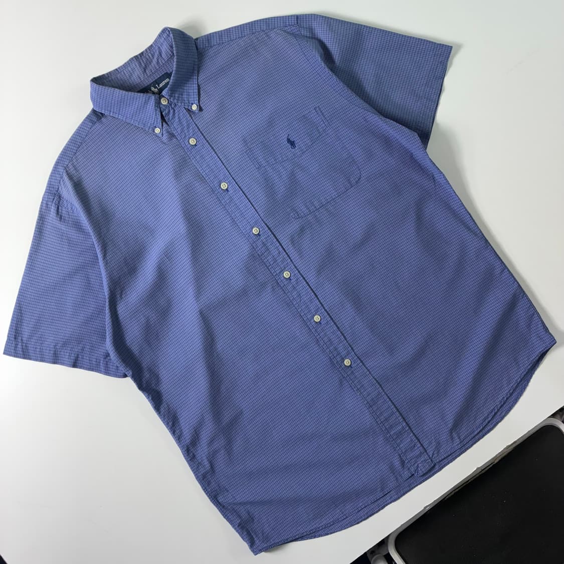 Polo  폴로 랄프로렌 자수 코튼 블루 체크 반팔셔츠  상품이미지2