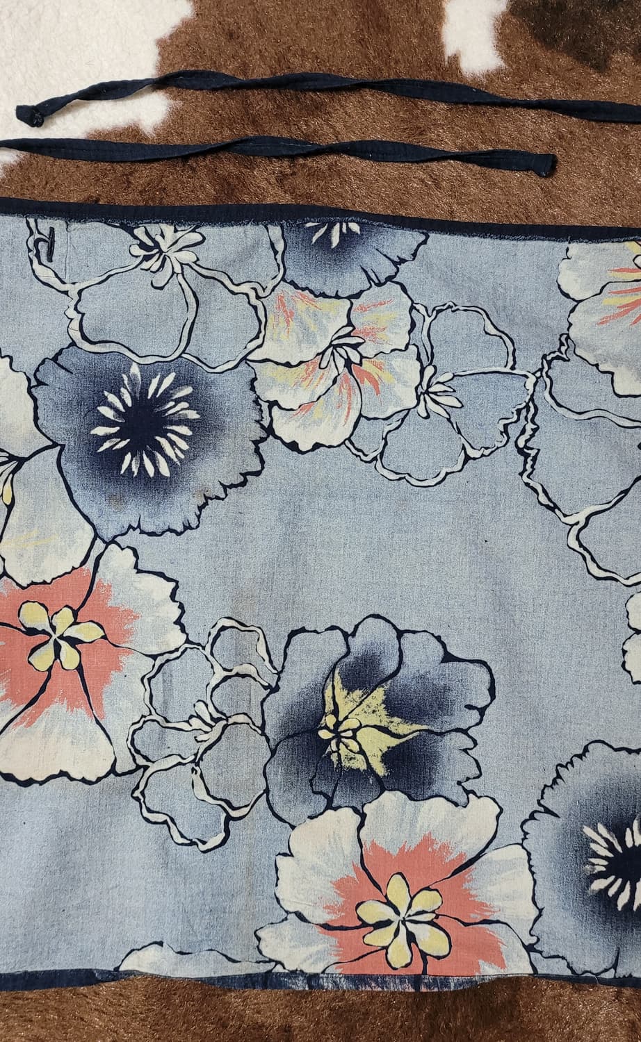 일본 빈티지 꽃무늬 나염 리버시블(양면)  앞치마 상품이미지4