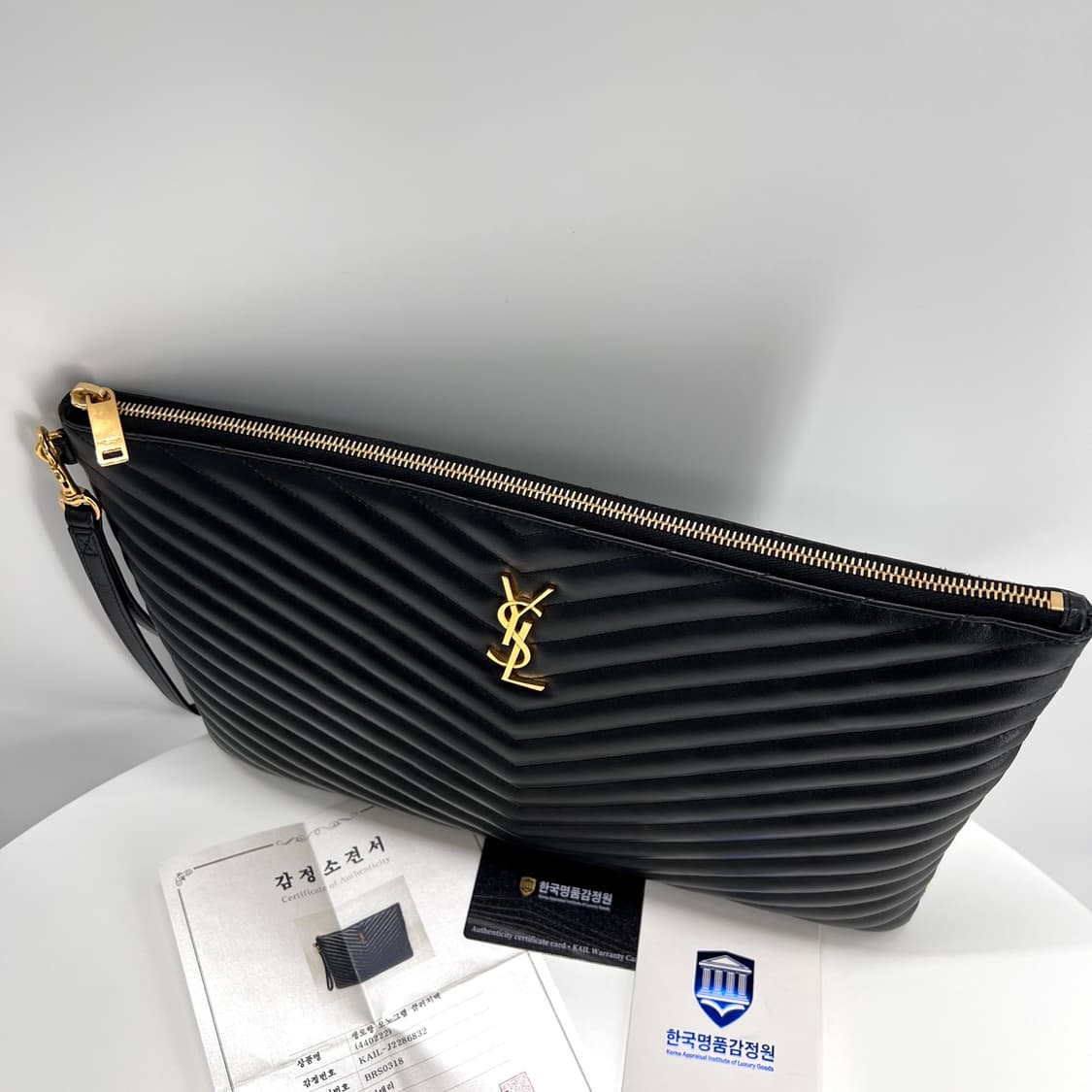 [감정완료] 생로랑 마틀라세 클러치백 라지 블랙 (440222) 상품이미지7