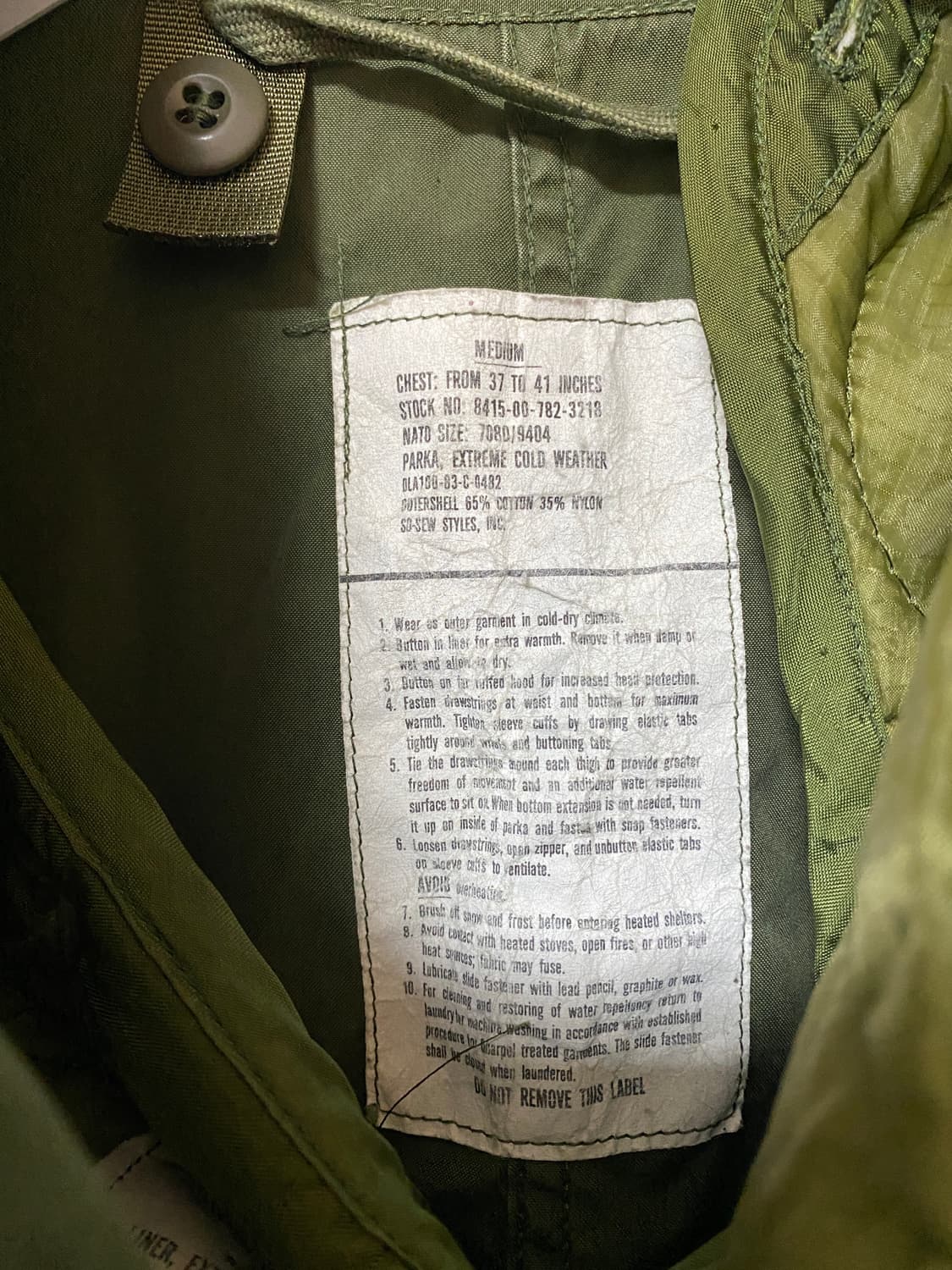 OG m65 피쉬테일 파카 m사이즈 외피+내피 데드스탁급/초민트급 상품이미지3