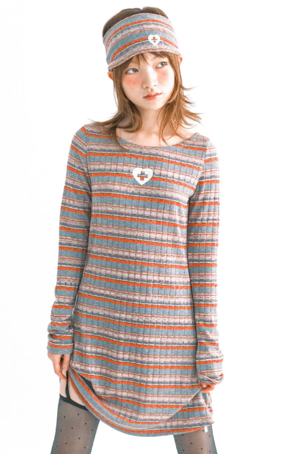 샵페어리 rainbow sheer knit mini dress (stri 상품이미지1