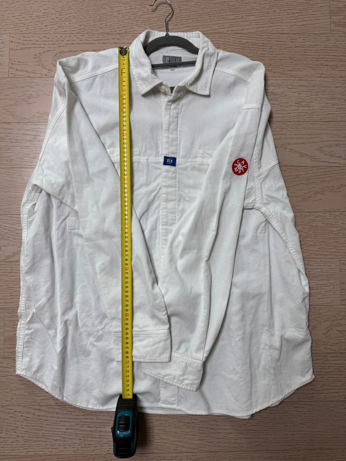 XL) 카브엠트 오버다이 코듀로이 빅 셔츠 화이트 새상품 상품이미지4