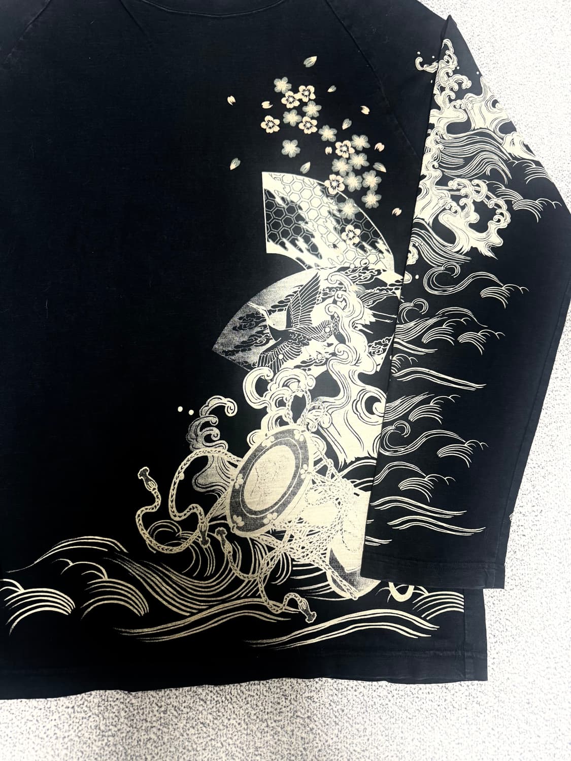 •Japanese 오리엔탈 コイ(잉어) 海(파도) 그래픽 자수 롱슬리브  상품이미지3