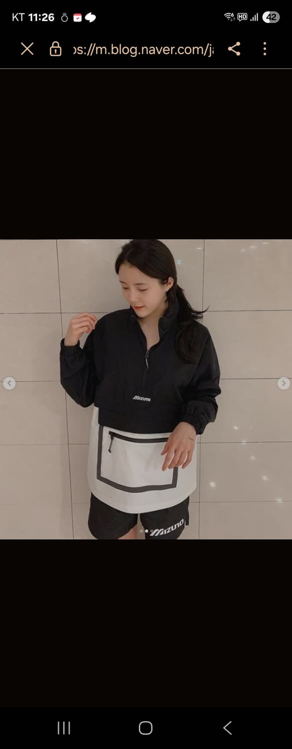 MIZUNO 반집업 아노락 블랙&화이트(2XL) 상품이미지4