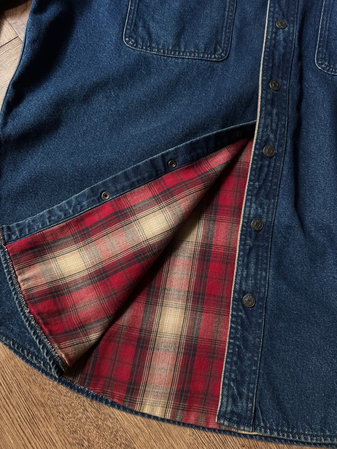 [L]엘엘빈 USA 아웃도어 체크 라이닝 데님 셔츠 상품이미지4