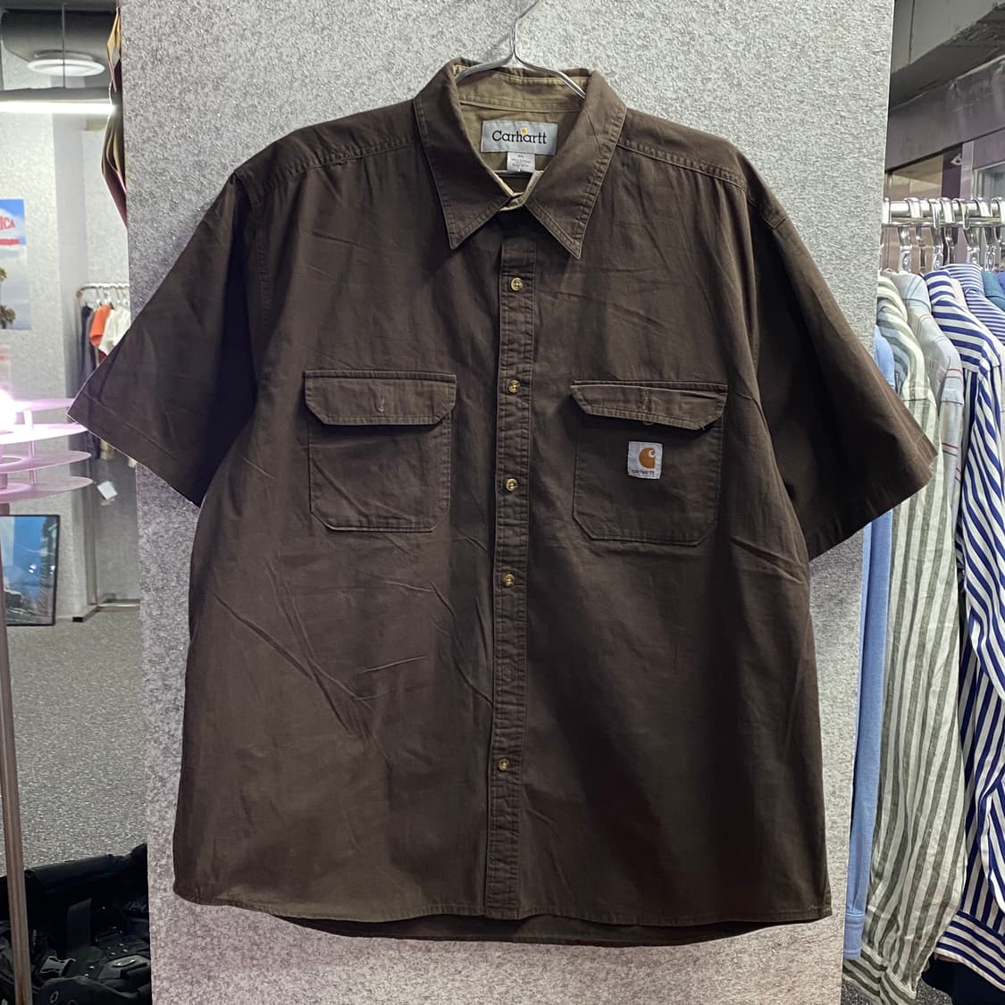 칼하트 투포켓 브라운 반팔 셔츠 B4418 상품이미지2