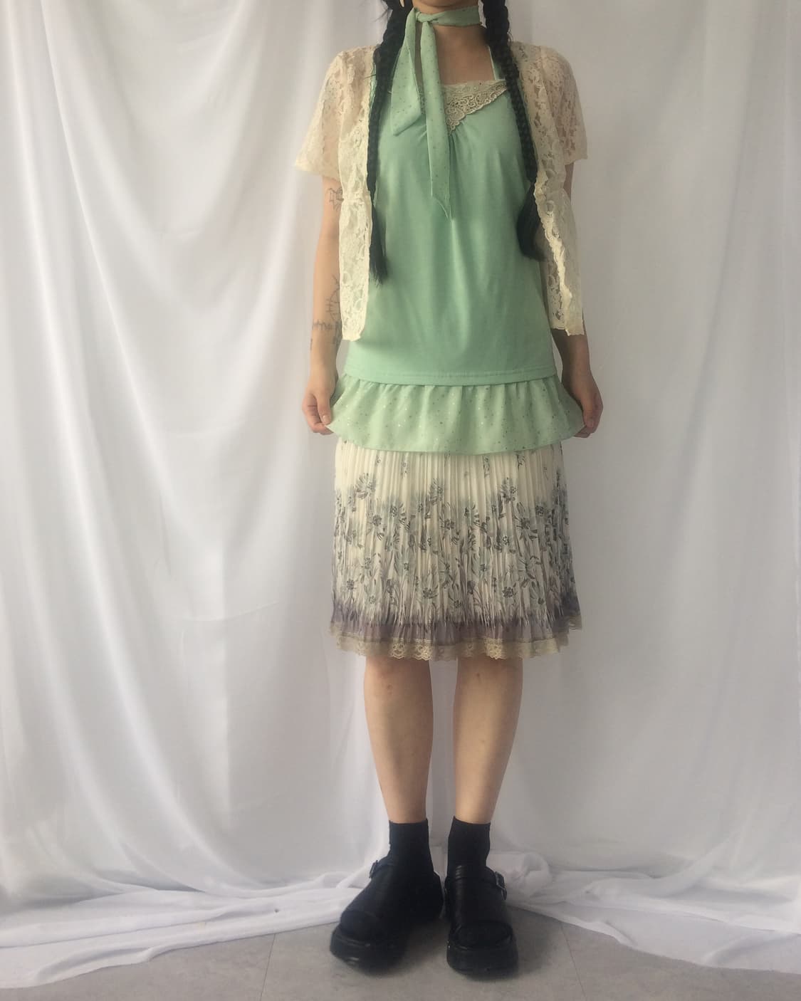 Pattern see through open cardigan 상품이미지1
