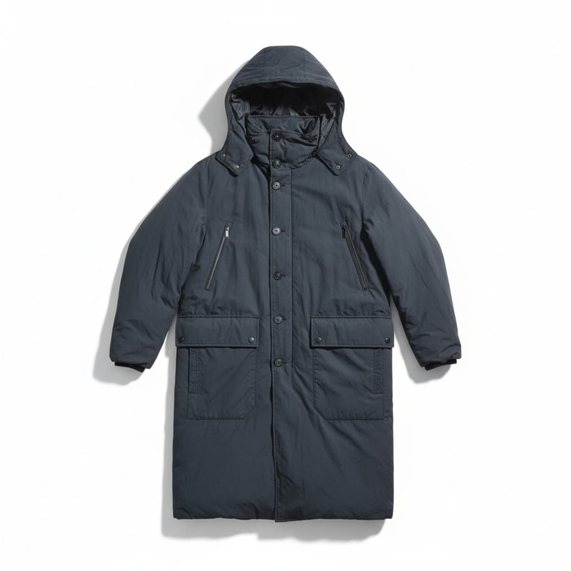 코오롱 후드 롱 패딩 코트 네이비 상품이미지1