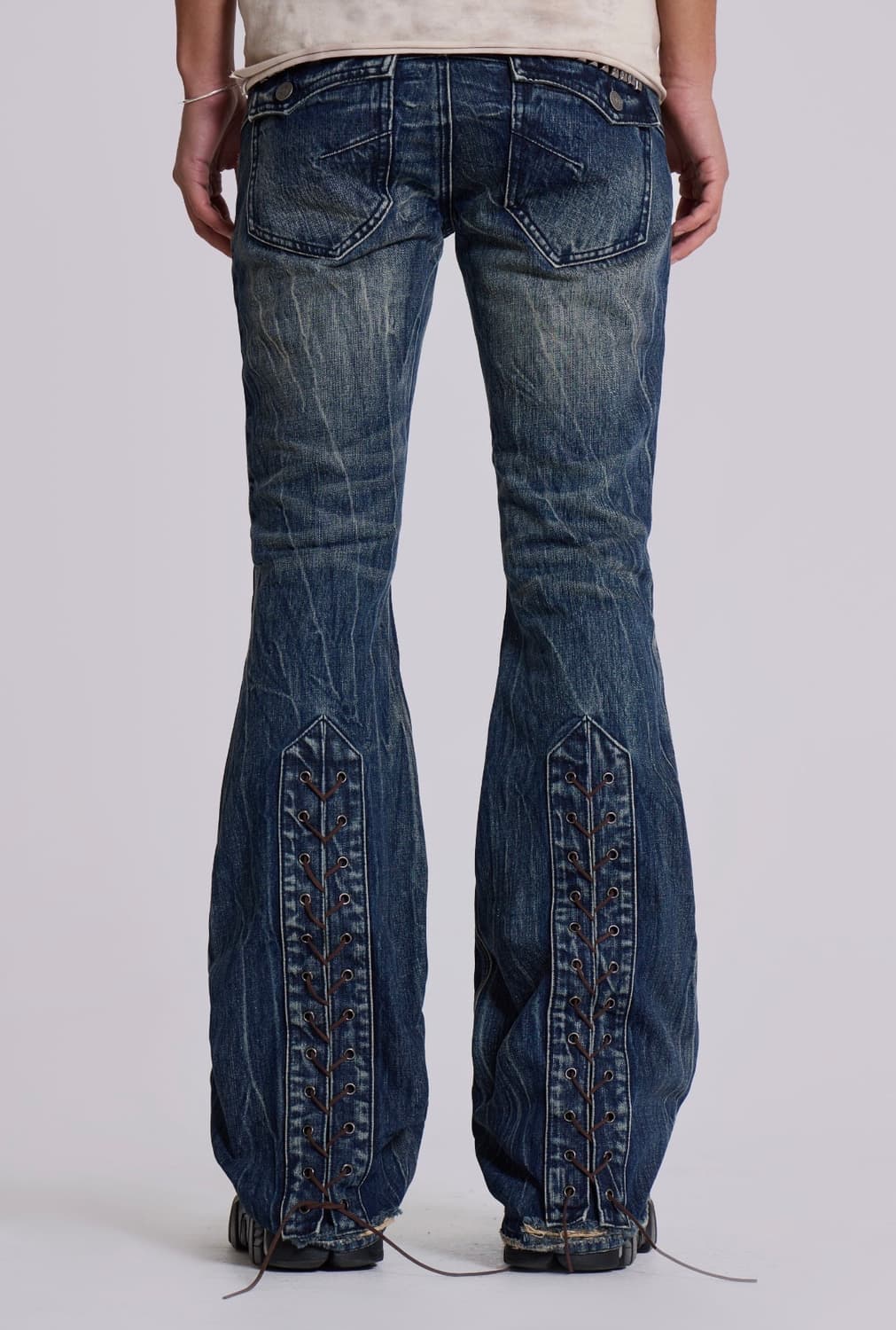 Jaded London 워시드 블루 레이스 플레어 진 W30 상품이미지2