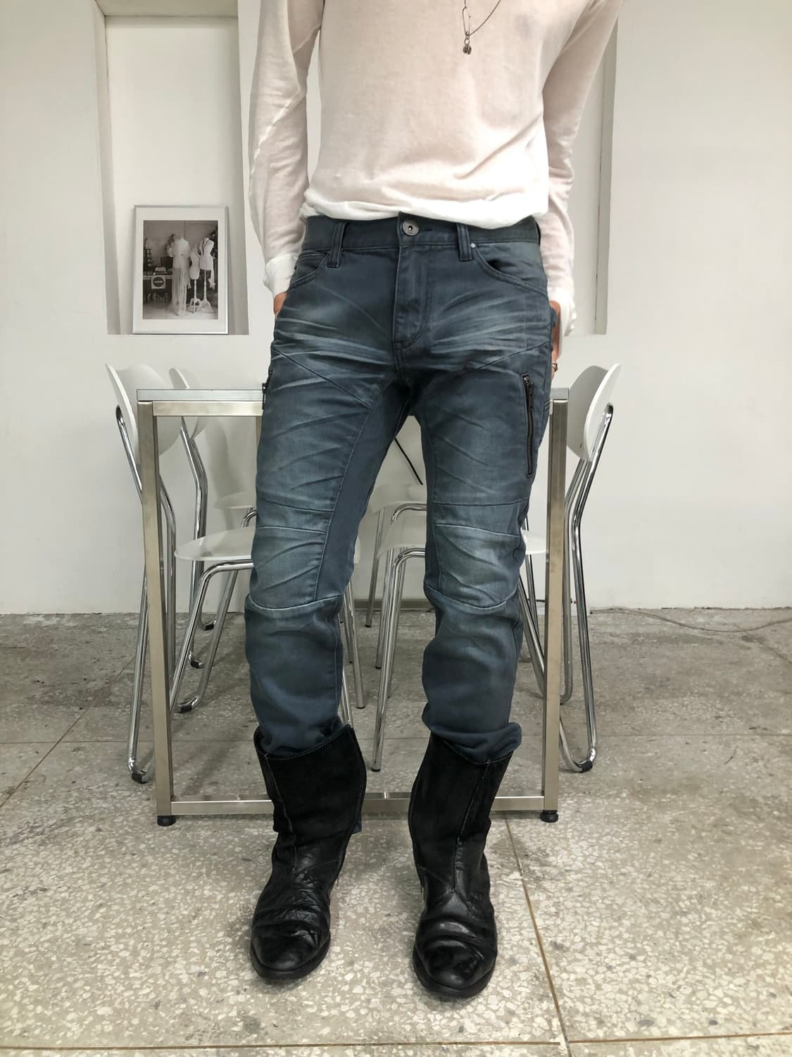 아르마니 익스체인지 워싱 바이커 진  상품이미지10
