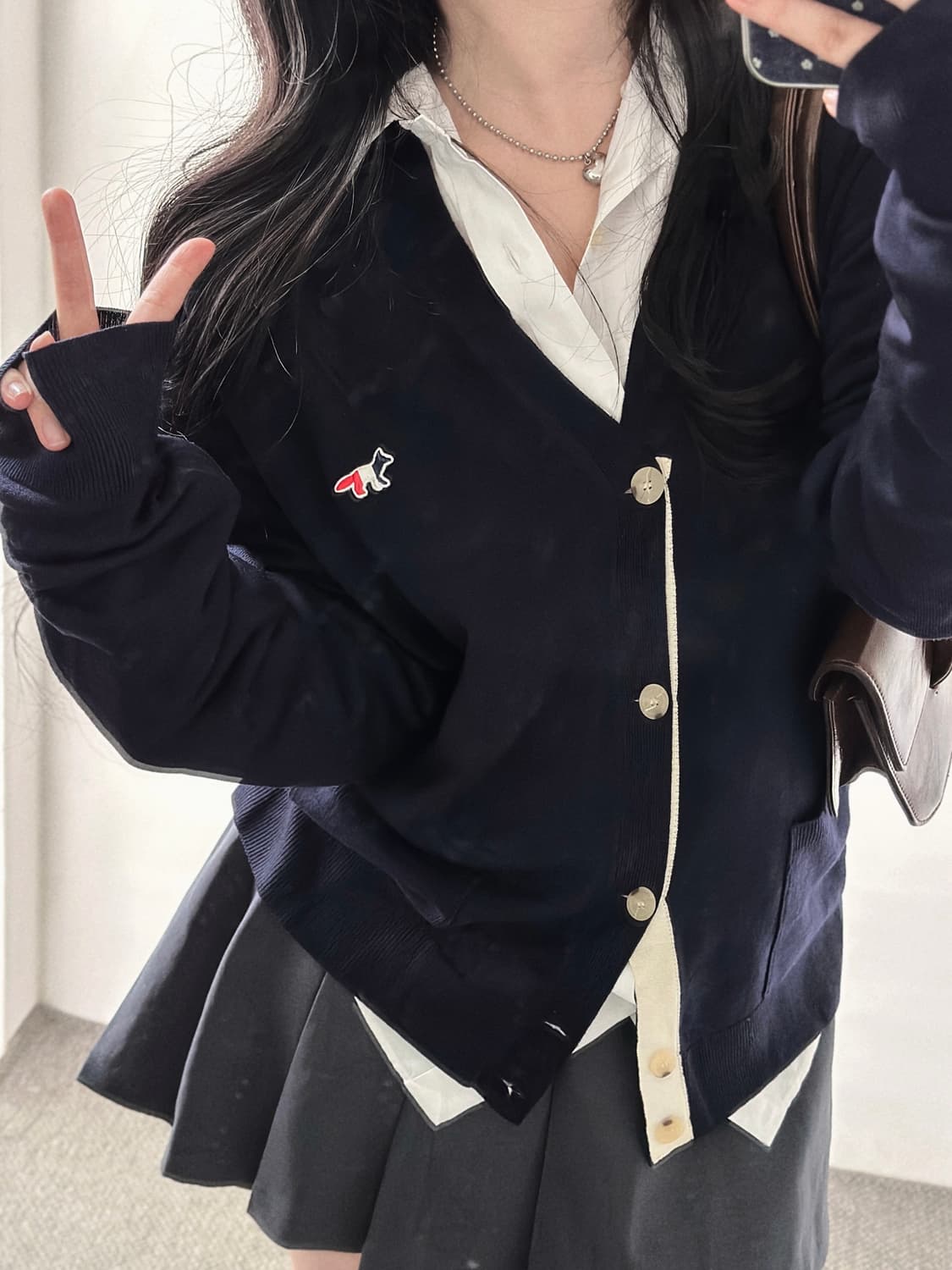 메종키츠네 트리컬러 폭스 울 가디건  상품이미지1