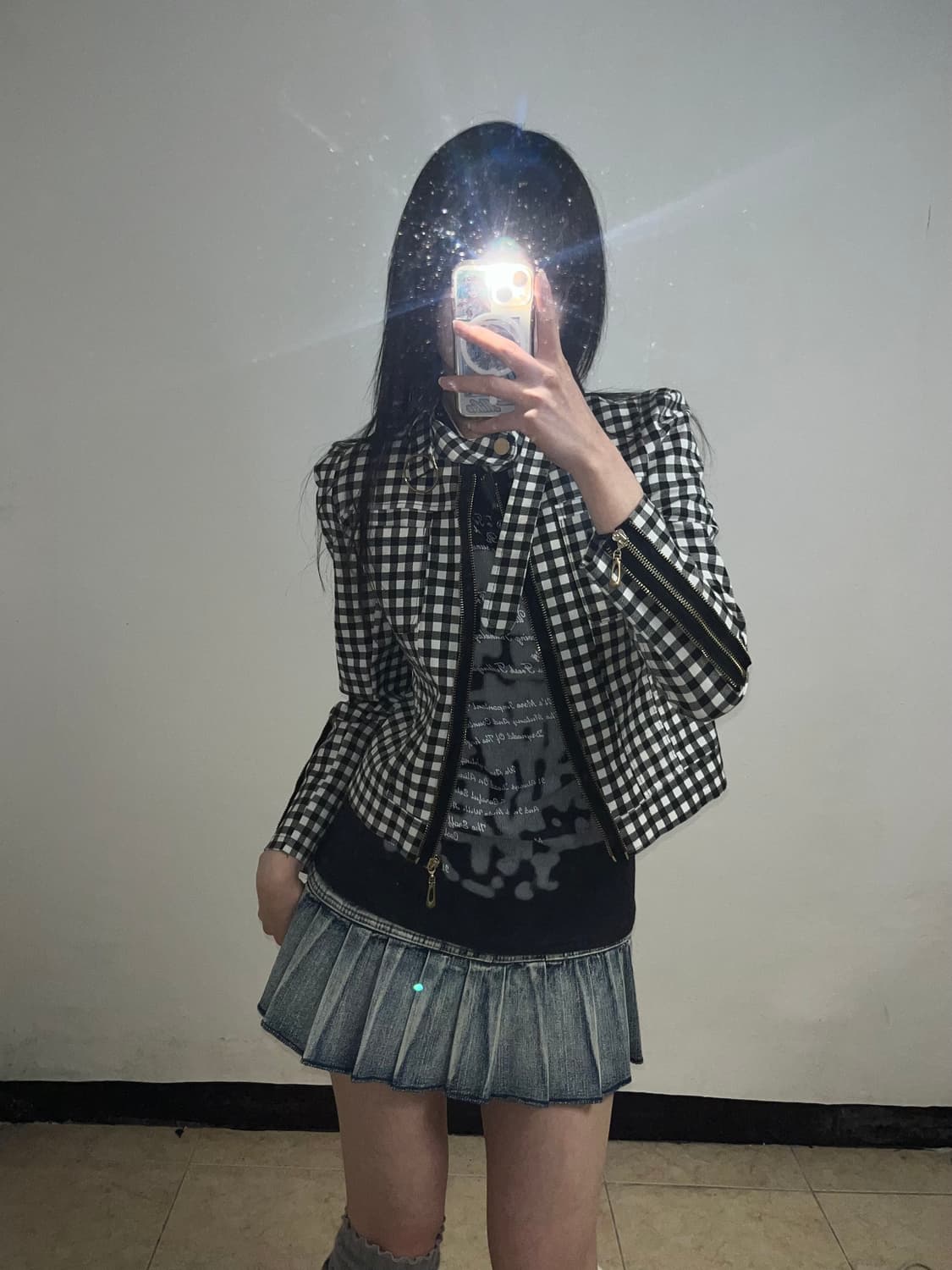 깅엄 체크 펑크 자켓 상품이미지2