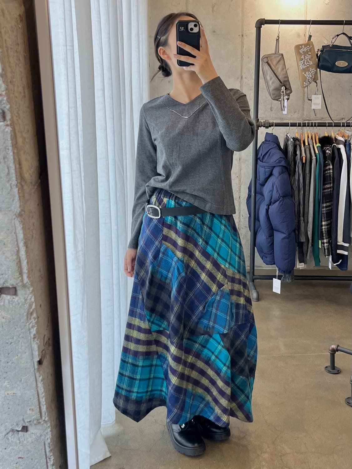 SENSOUNICO 울 패치워크 스커트 상품이미지8