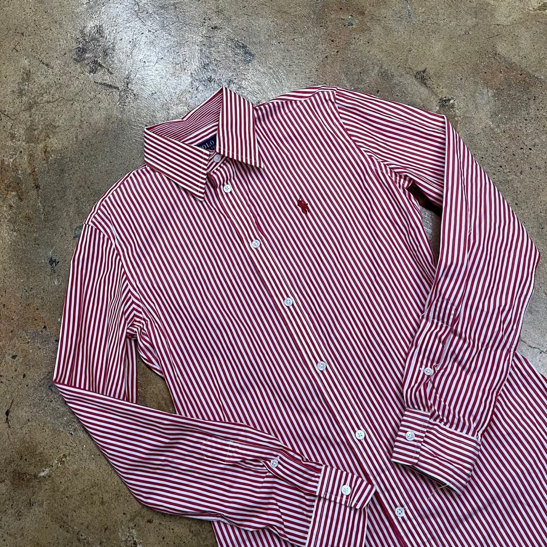 [정품/0] 폴로 랄프로렌 스트라이프 셔츠 레드 b10 상품이미지1
