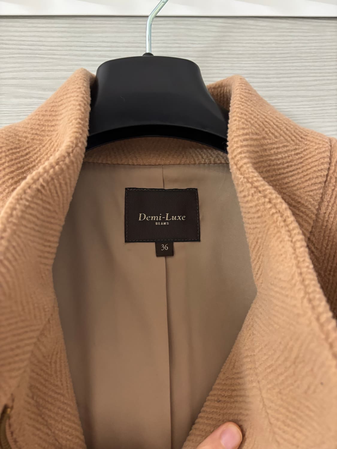 Demi-Luxe BEAMS 울 베이지 헤링본 코트 36 상품이미지5