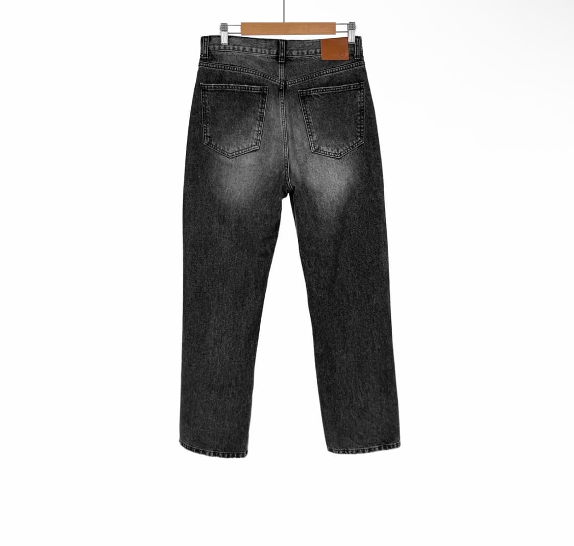 [S] 렉토 남성 디스트로이드 데님 워싱 와이드 팬츠 청바지 블랙 상품이미지3