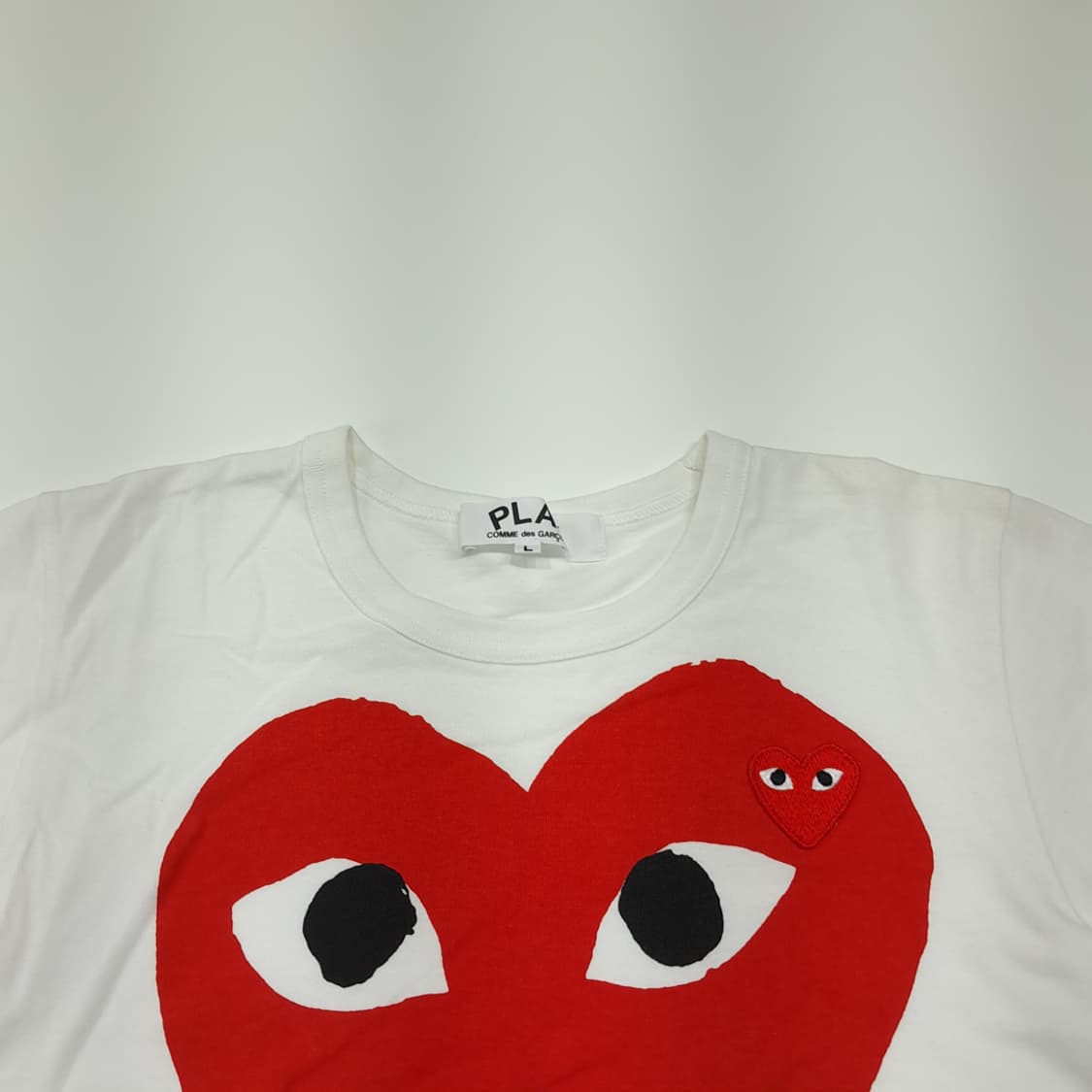 CK114 L 꼼데가르송플레이 일본판 빅하트 화이트 티셔츠 상품이미지2
