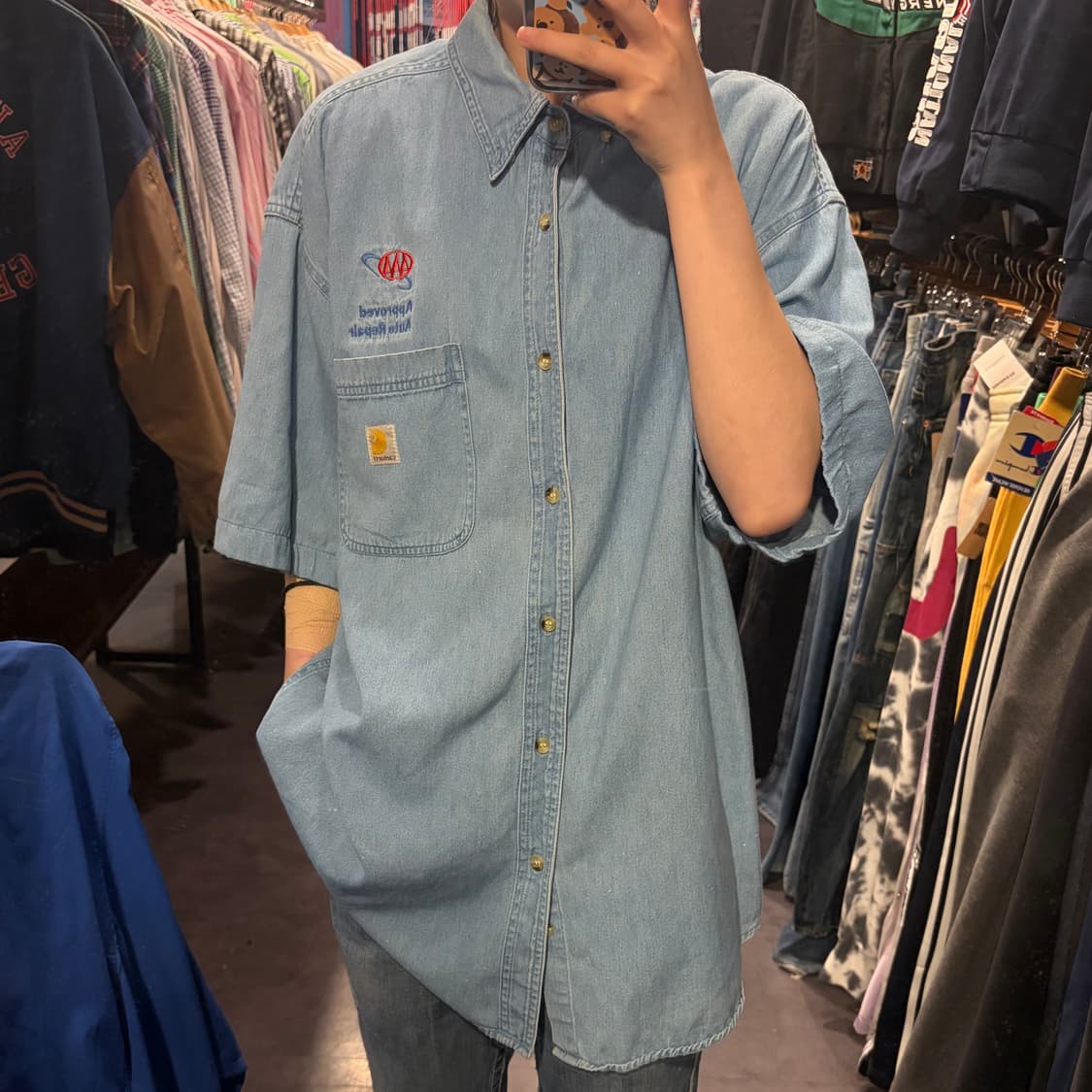 [IM] Carhartt 칼하트 데님 반팔 셔츠 연청 상품이미지1
