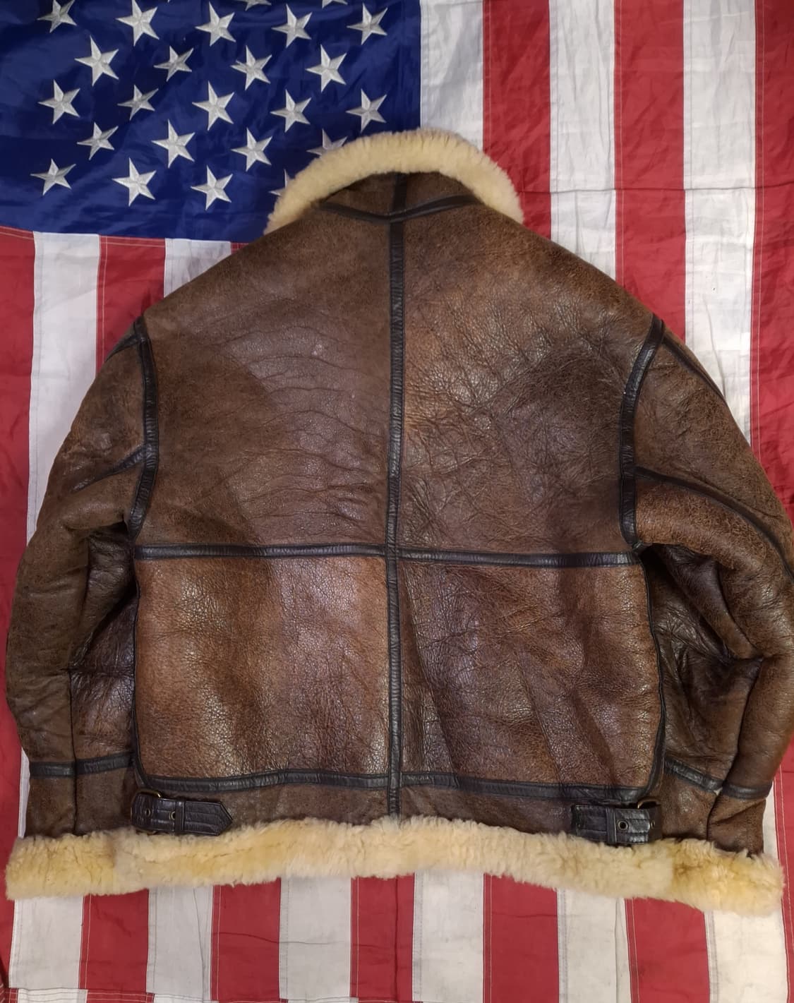 90"s 국내산 미공군 B-3 TYPE 천연가죽 항공 폭격기 무스탕 상품이미지9