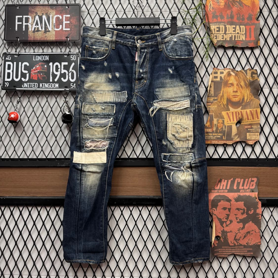 디스퀘어드2 타이디 바이커 진 전면 패치워크 포인트 진청 상품이미지1