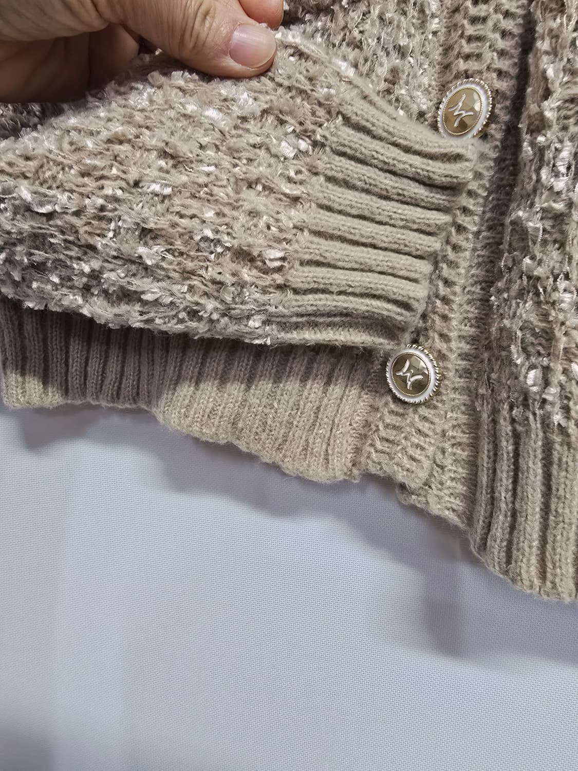 케니스레이디 트위드 니트 가디건 베이지 상품이미지4