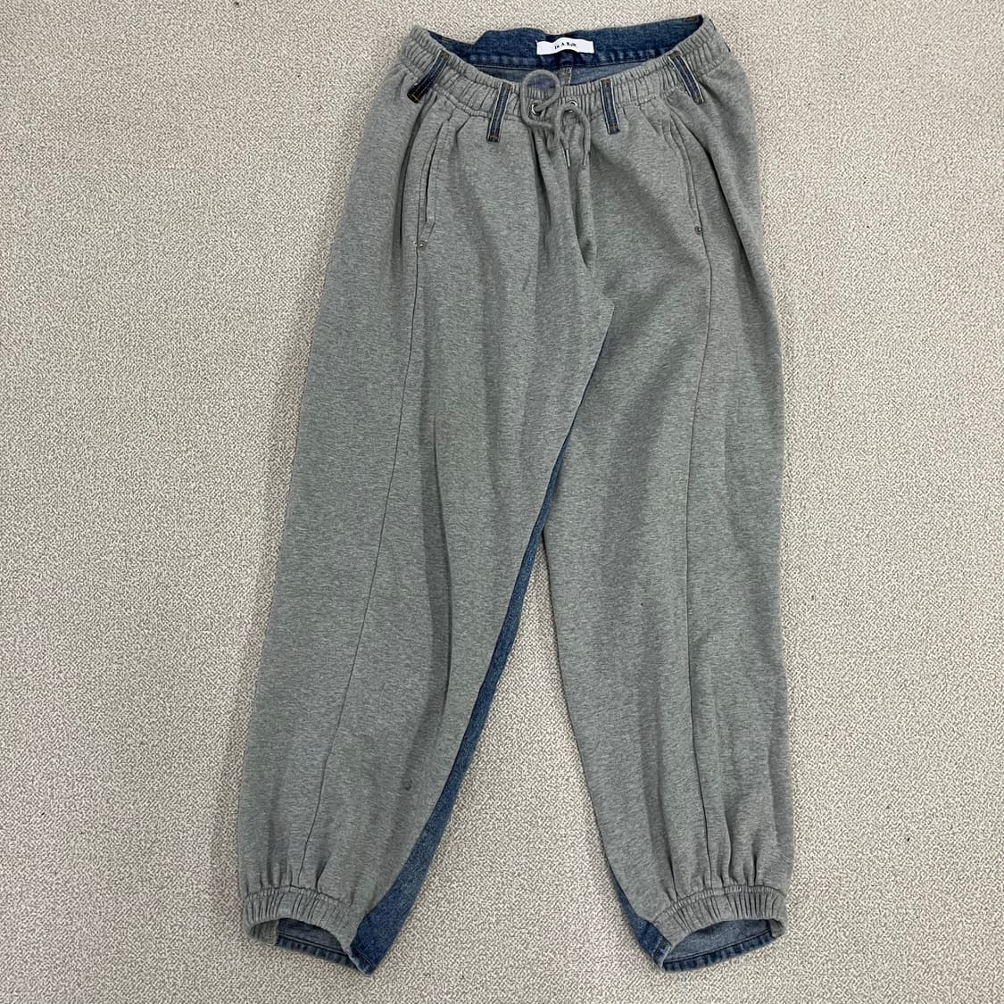 [실측확인] 빈티지 여성 아수라팬츠 배색 데님 트레이닝 조거팬츠 바지 0 상품이미지1