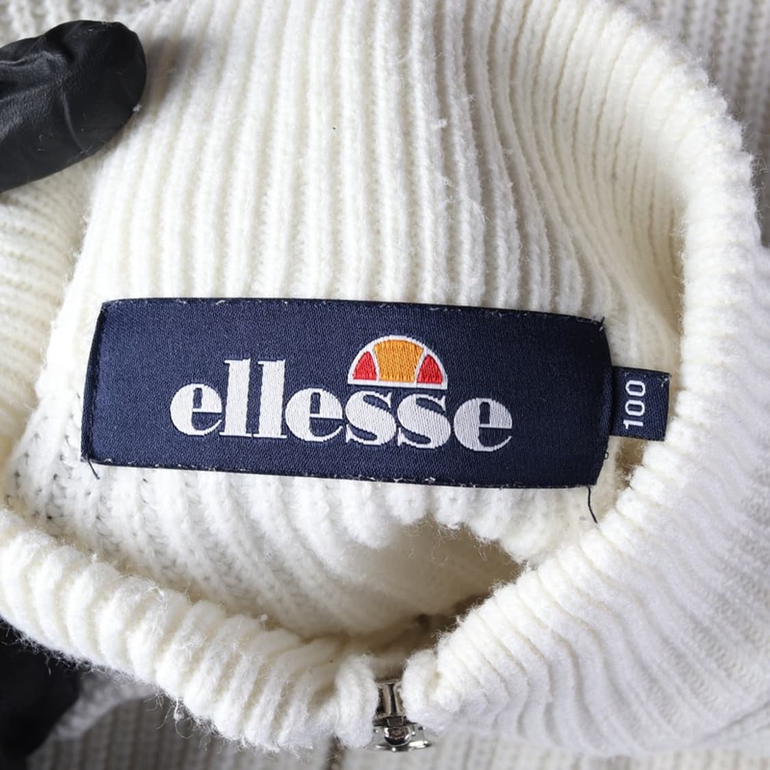 엘레쎄 올드스쿨 로고 자수 하이넥 집업 니트 가디건 L 상품이미지6
