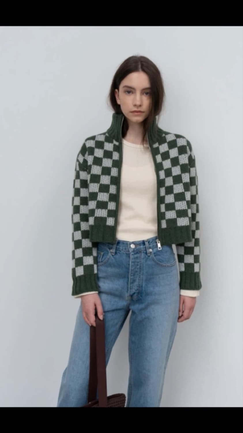 띵크플랜트 체크 니트집업 상품이미지3