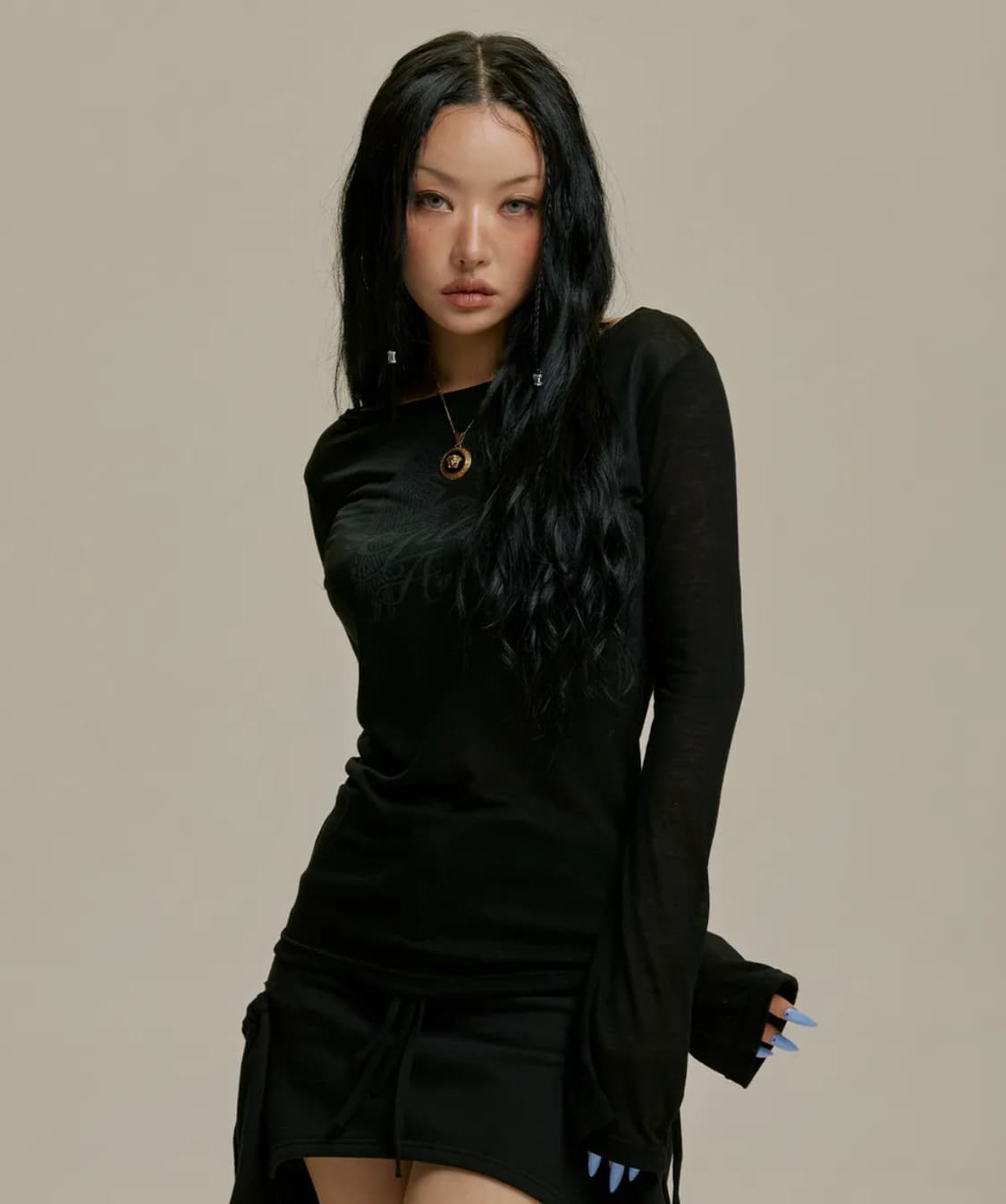 길라 아카이브 롱슬리브 블랙 GILAARCHIVE WING STAR 상품이미지2