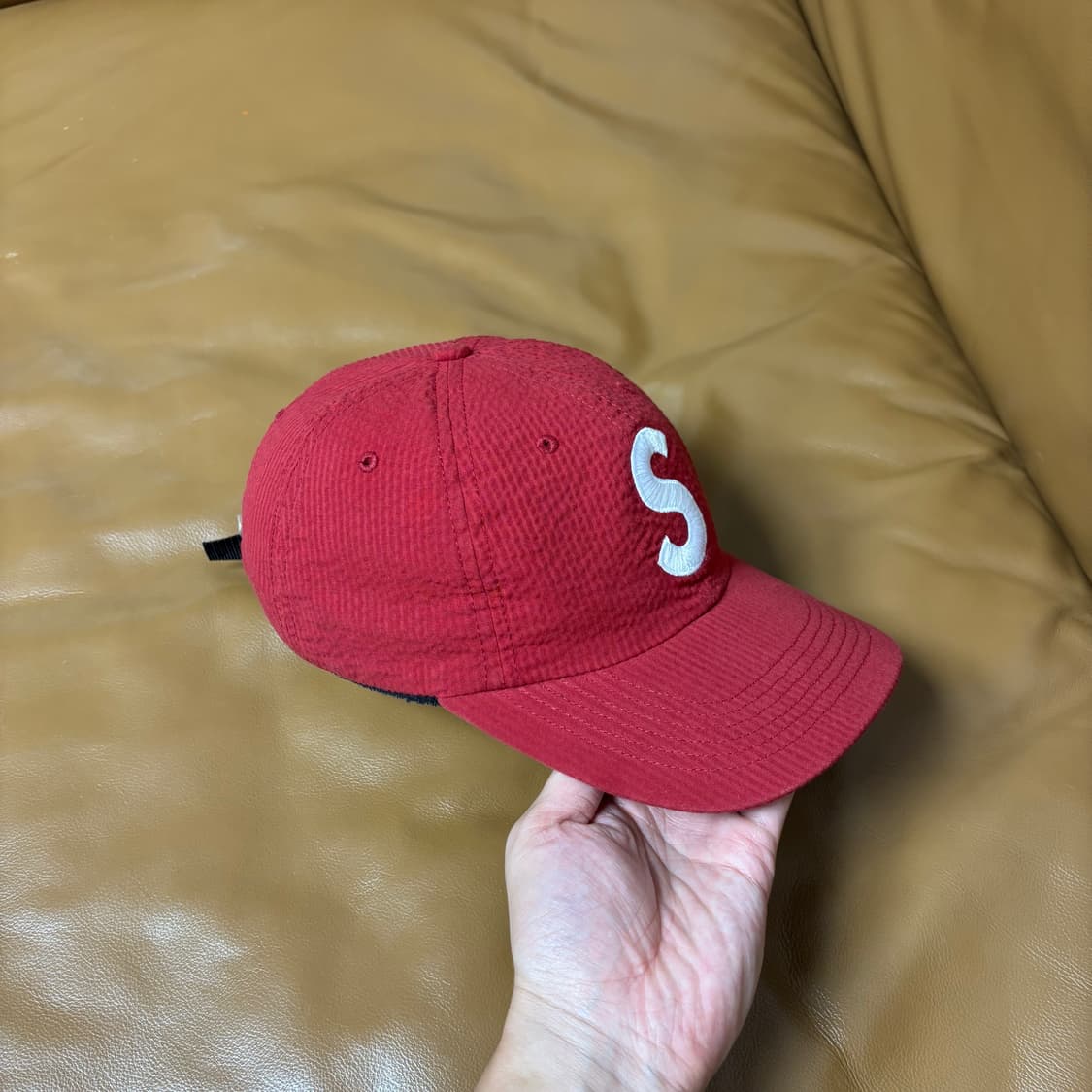 Supreme 슈프림 24ss 씨어서커 레드 S로고 6패널 볼캡 모자 상품이미지4