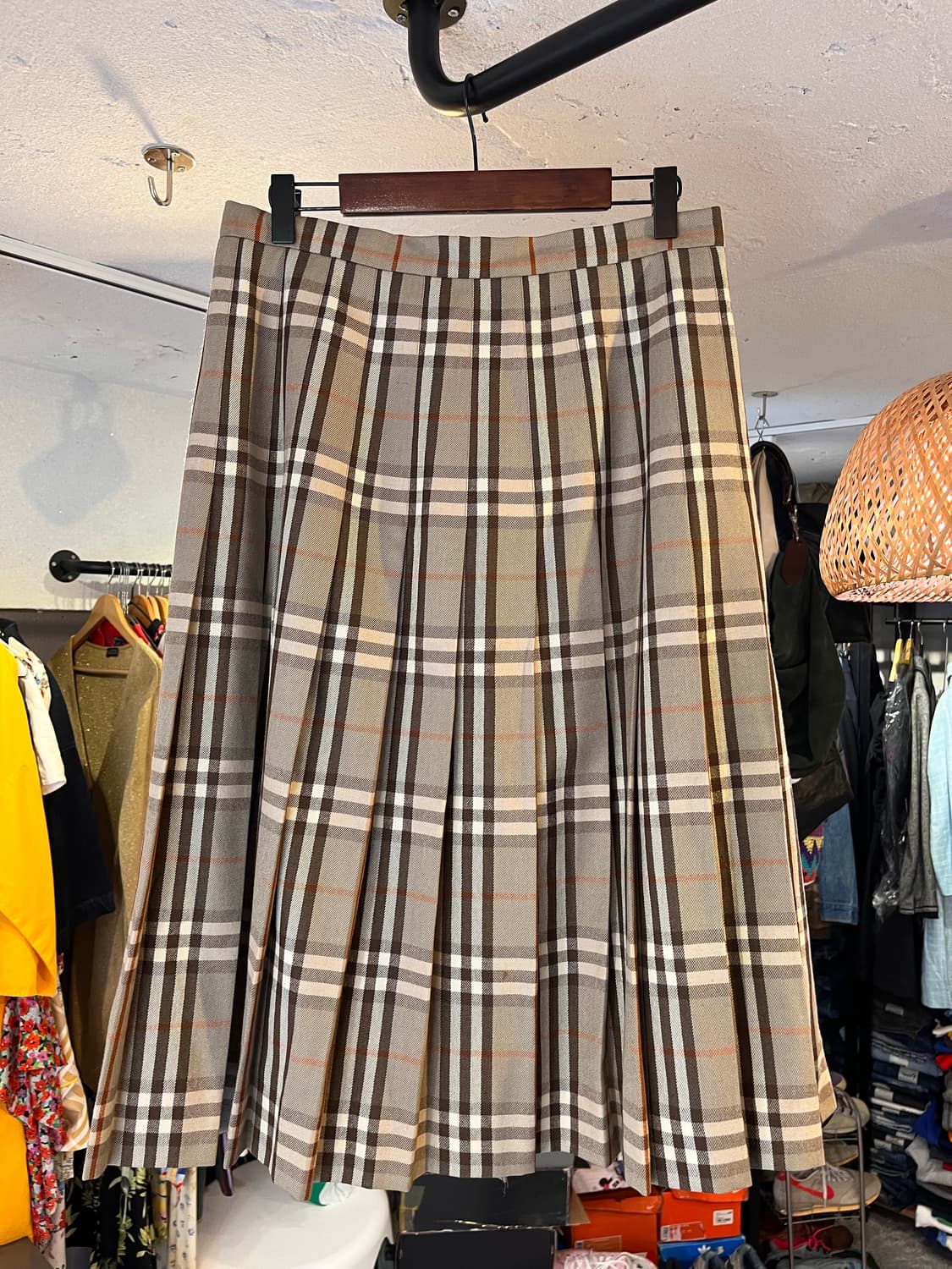 버버리 체크 플리츠 스커트 (영국제) 상품이미지2