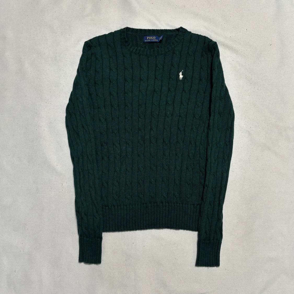 S 폴로랄프로렌 화이트 포니 여성용 그린 케이블 니트 상품이미지2