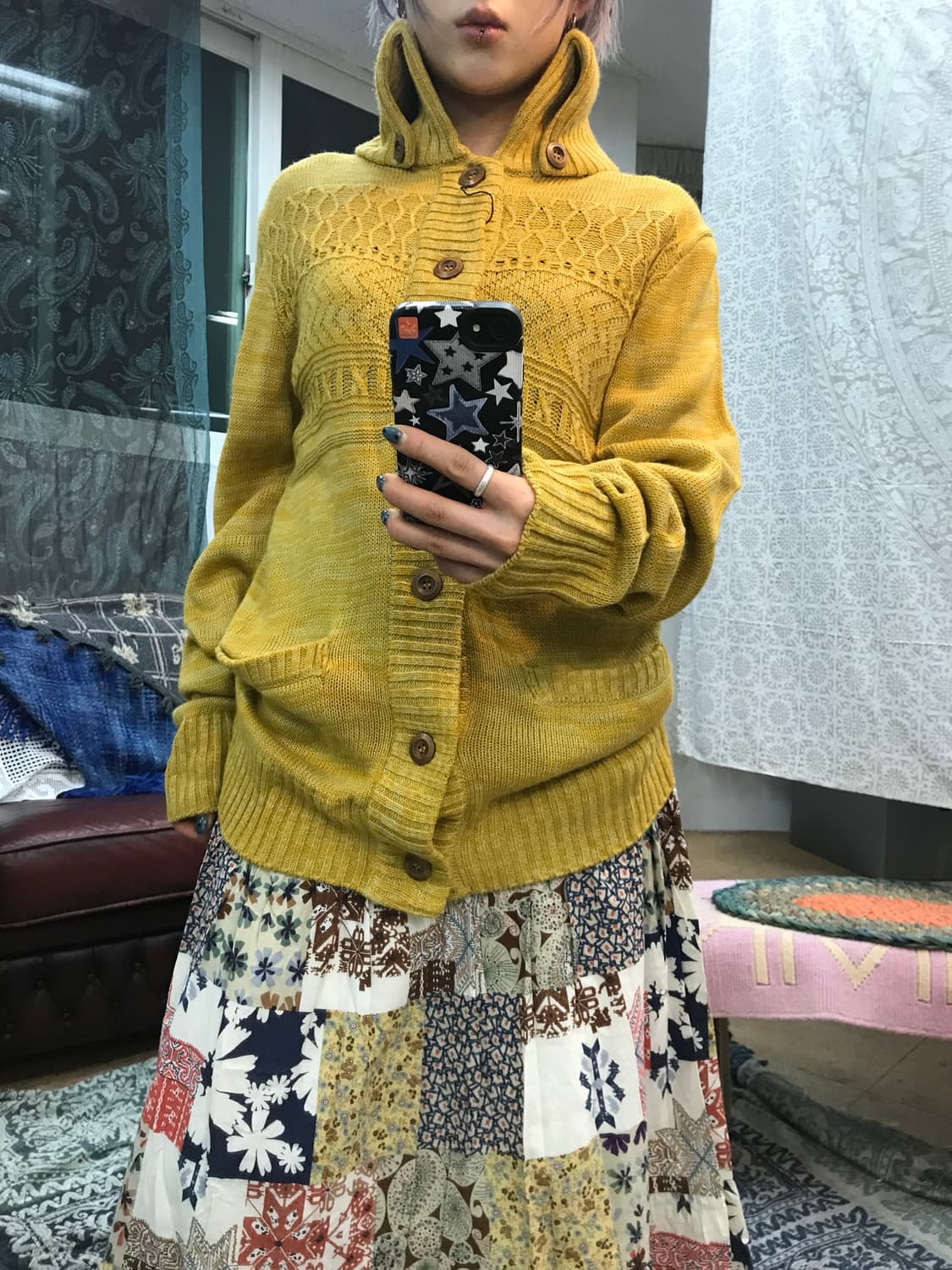 JACKROSE 빈티지 하이넥 니트 롱 가디건 상품이미지2