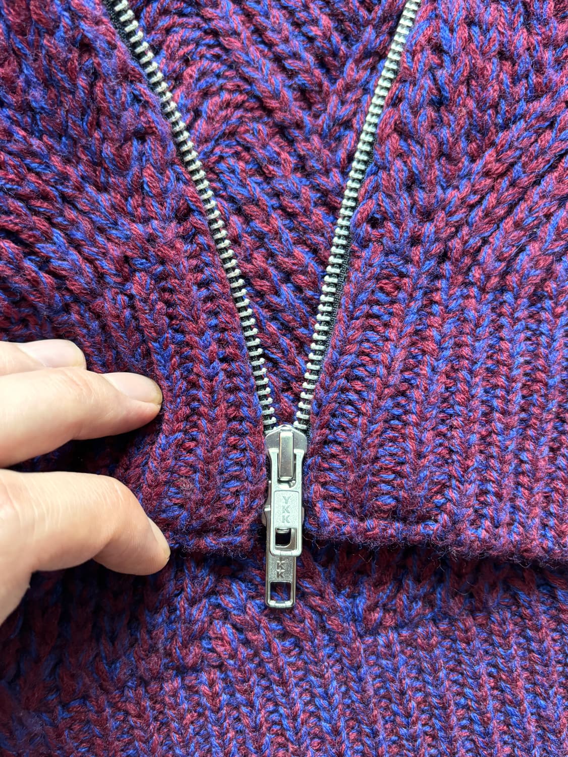 Wool Blend Purple Knit Zipup Cardigan L 상품이미지8