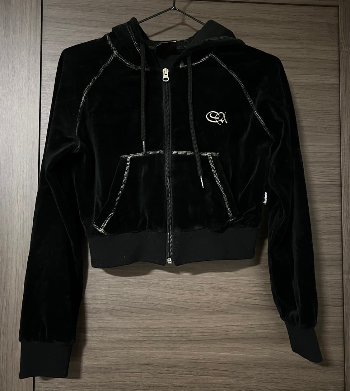 스컬프터 벨루어 크롭 후드 집업 xs 상품이미지1