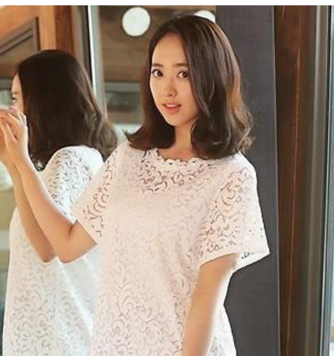 (새상품)한섬 마인 화이트 레이스 블라우스 상품이미지8