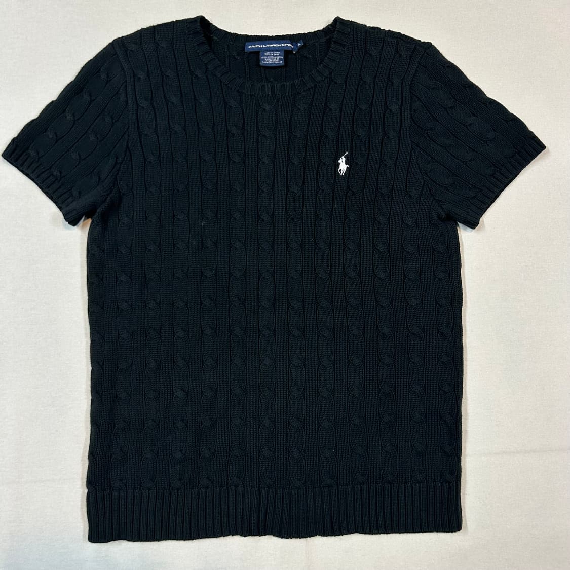 XL) 폴로 랄프로렌 꽈배기 케이블 반팔 니트 블랙 상품이미지2