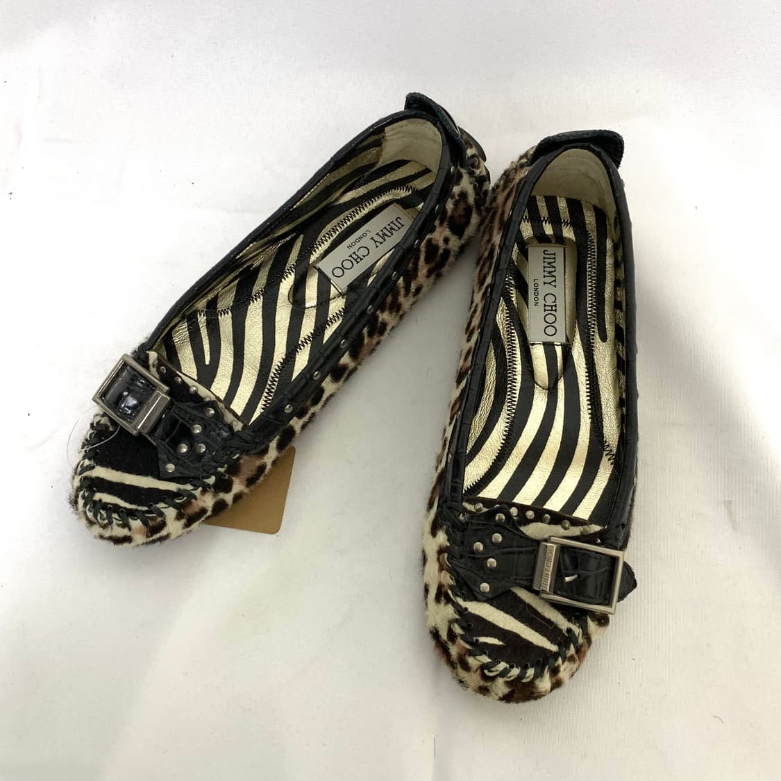 지미추 레오파드 퍼 스터드 벨트 플랫슈즈 225-230 쥬시꾸뛰르갸루st 상품이미지2