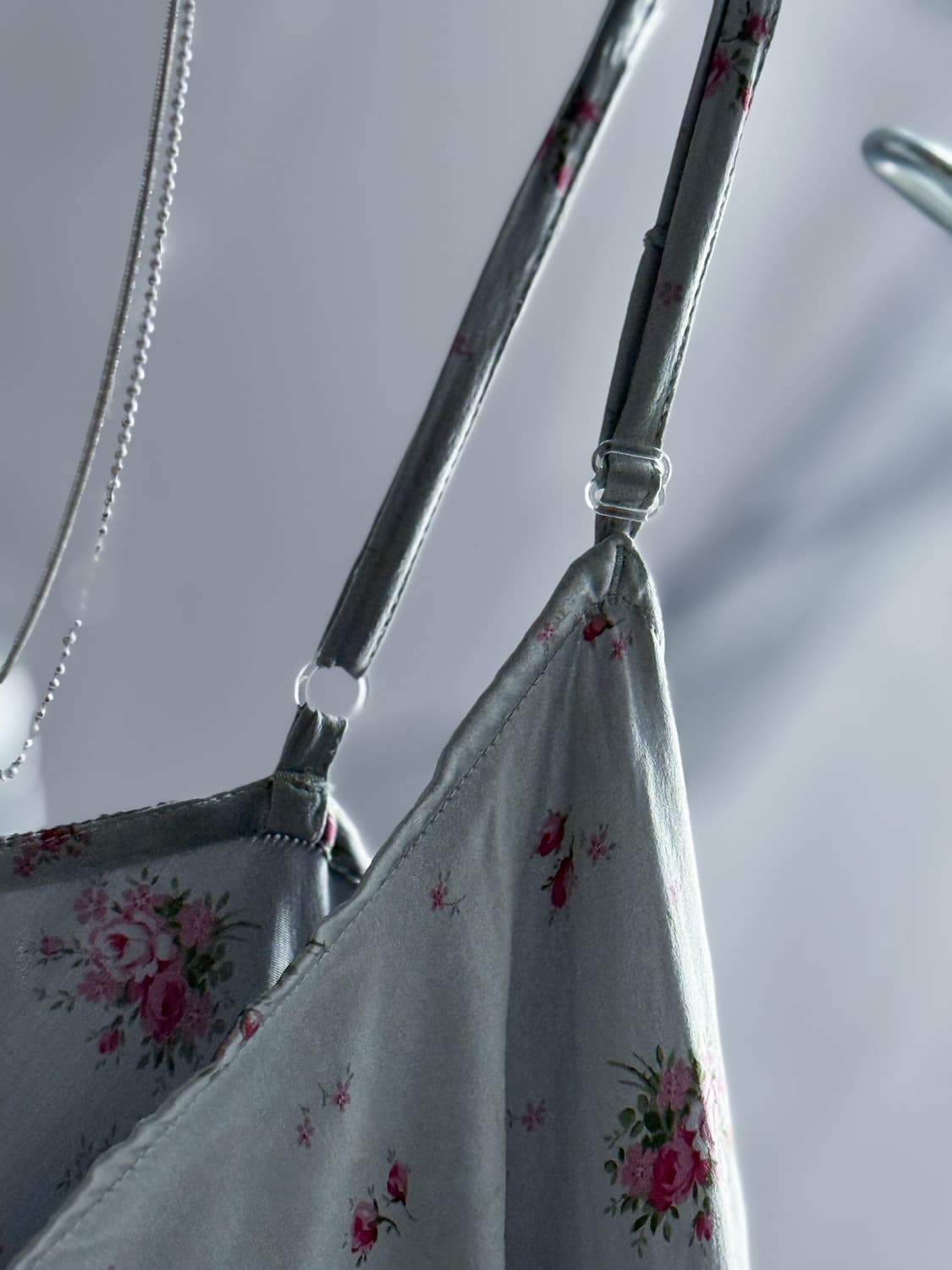 100% SILK Floral Silver Slip 0182 상품이미지6