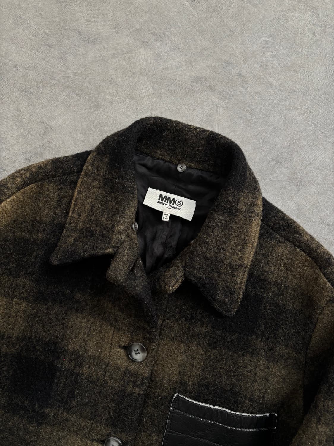 Maison Margiela 메종마르지엘라 카키 체크 레더 포켓 싱글 미 상품이미지2