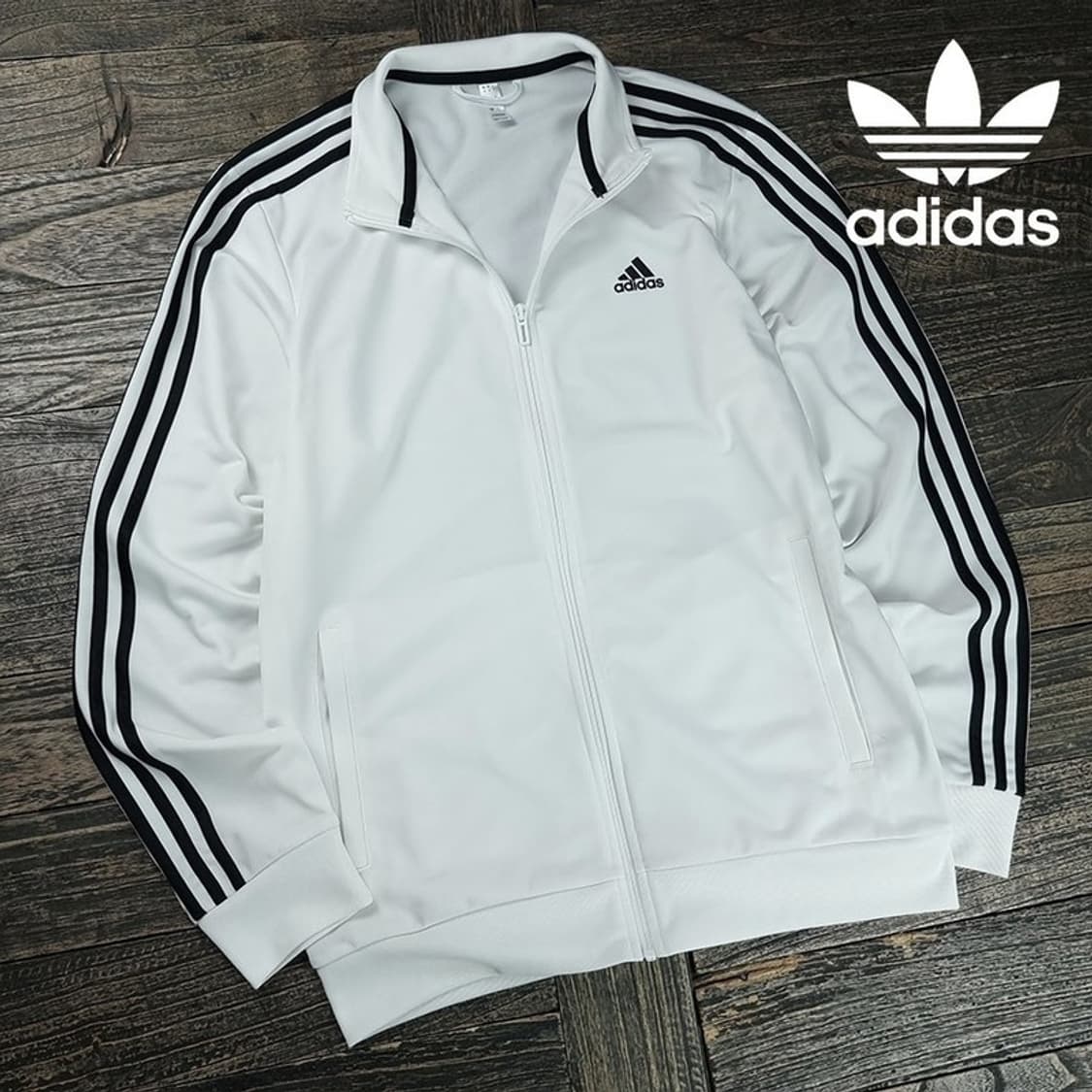[아디다스] 로고 자수 삼선 화이트 져지 트랙탑 집업 자켓 M20122 상품이미지1